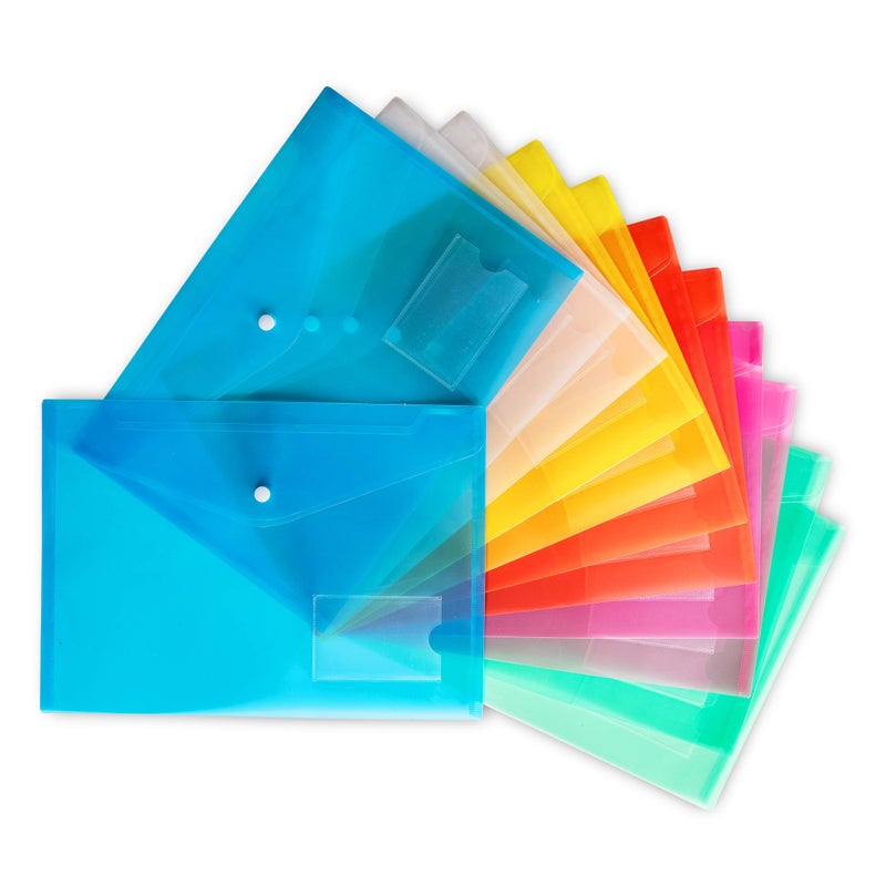 Manaloom Plastic Envelopes, Poly File Folders, Transparent Document Folders | US Letter A4 Sheet Size | Snap Button Closure with Front Business Card Label Slot | for Home, Office, School Organization, 24 Pack - Image 2